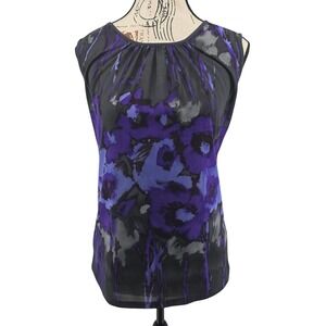 The Limited Sleeveless Purple Black Chiffon Date Night Office Work Top Womens XS